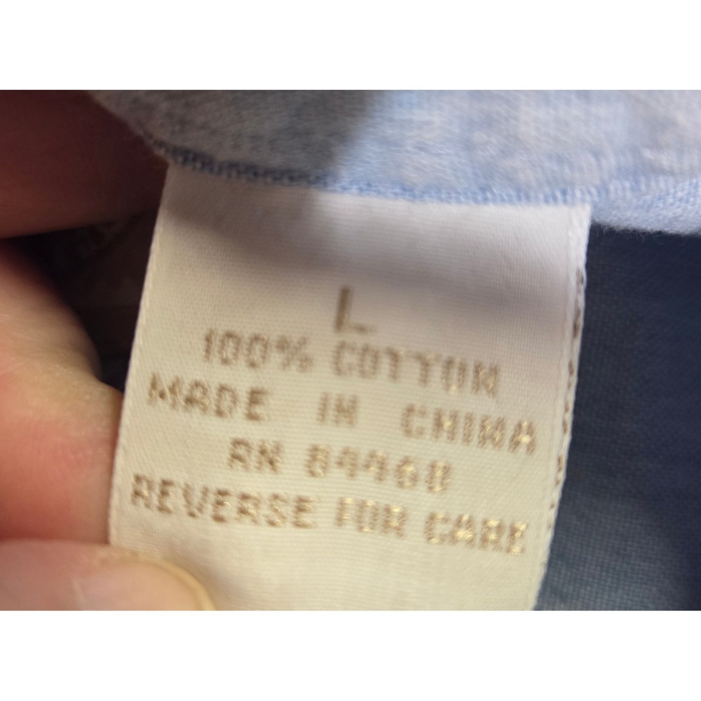 G.H. Bass Women Blue Chambray Pintuck Button Down Shirt Large Cotton Long Sleeve - Picture 6 of 7